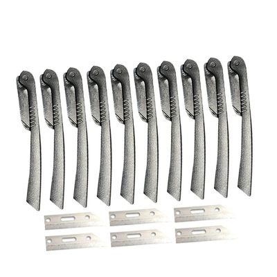 BIUDECO Stainless Steel Eyebrow Razor Kit 6 Reusable Blades Portable Lightweight Non-slip Grip for Travel