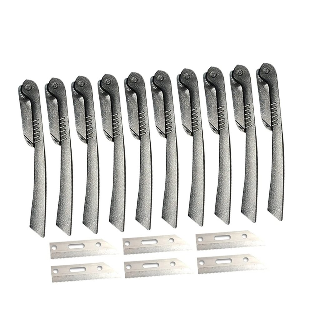 BIUDECO Stainless Steel Eyebrow Razor Kit 6 Reusable Blades Portable Lightweight Non-slip Grip for Travel