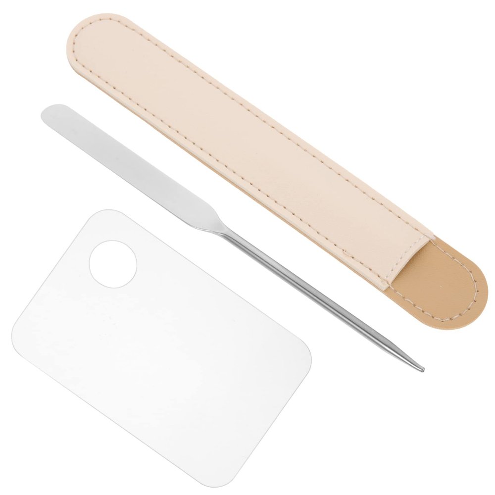Healeved Stainless Steel Foundation Mixing Palette Set with Makeup Spatula for Diy