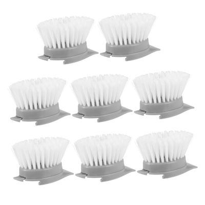 Gogogmee 8pcs Long Handle Cleaning Brush Replacement Heads for Kitchen for Scrubbing Dishes Pots and Cups Easy to Install and Detach Grey