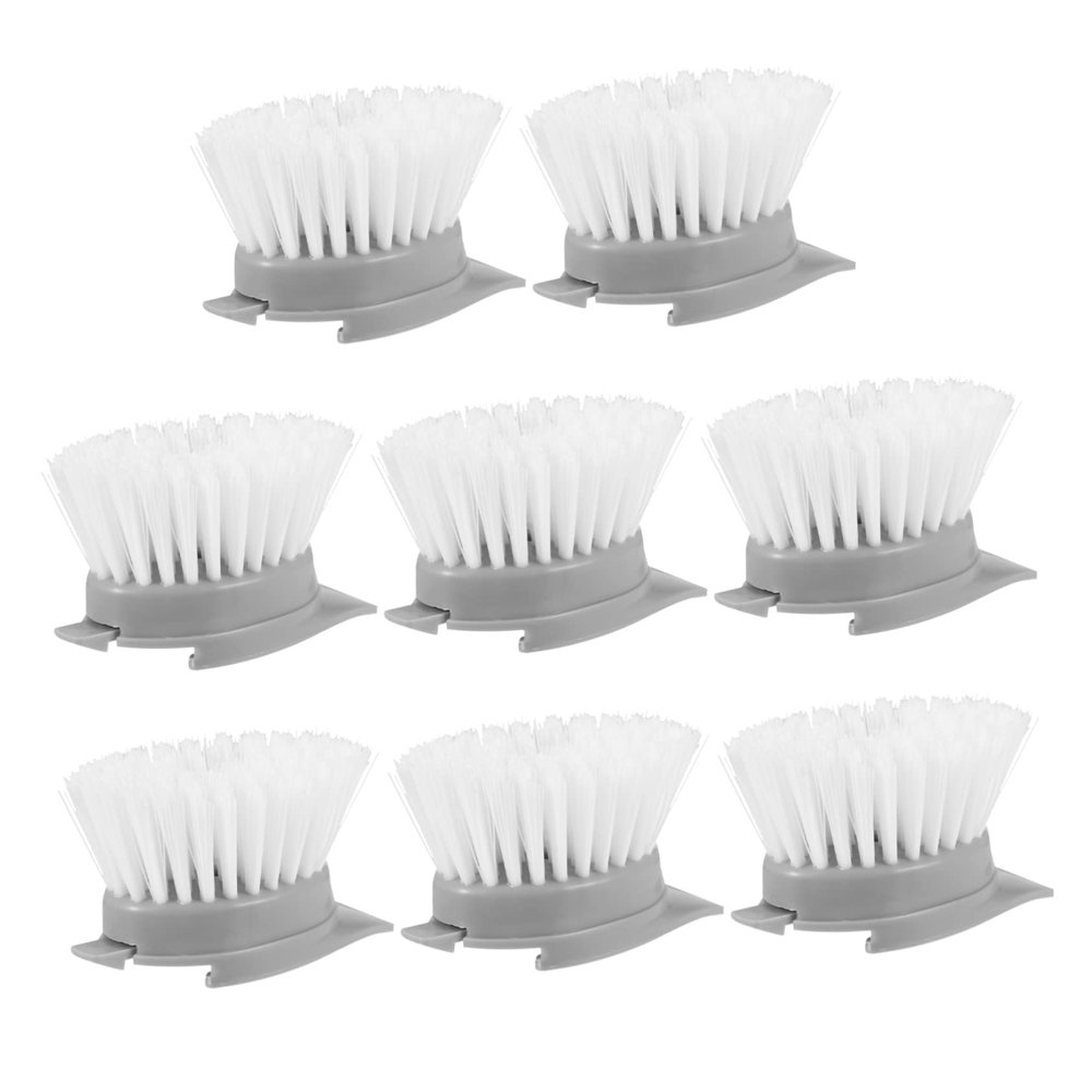 Gogogmee 8pcs Long Handle Cleaning Brush Replacement Heads for Kitchen for Scrubbing Dishes Pots and Cups Easy to Install and Detach Grey
