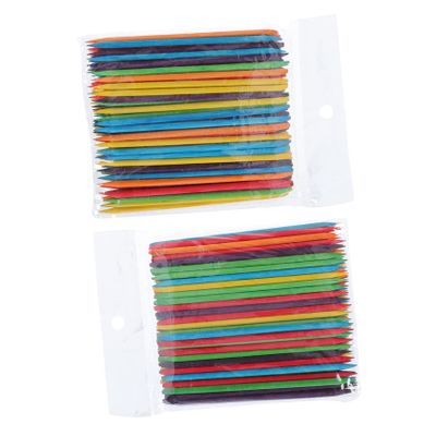 BIUDECO 2packs Double-sided Manicure Rods Safe Wood Sticks for Nail Cleaning and Dead Skin Pushing Durable and Practical Manicure Accessories for Home and Salon Use