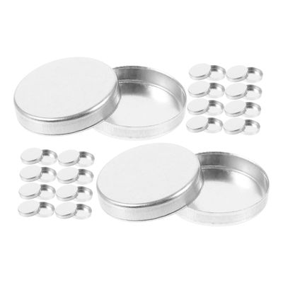 IWOWHERO 30pcs Round Eyeshadow Pans Diy Makeup Holder for Blush Highlighters and More Portable Empty Aluminum Cosmetic Organizer for Girls and Women