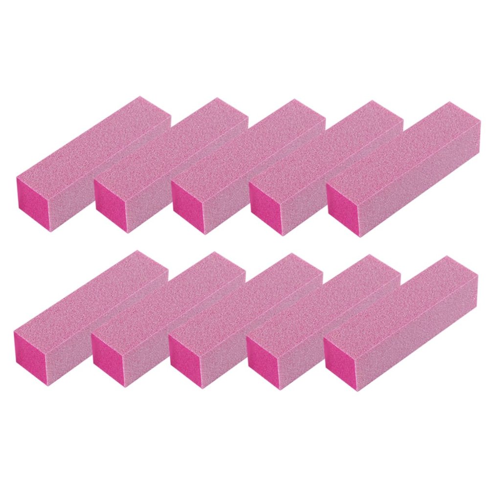 BIUDECO 10pcs Pink Nail Buffer Sponge Manicure Tool for Nail Care Pedicure Shaping Gentle Buffing for Natural Portable Easy to Use at Home Salon