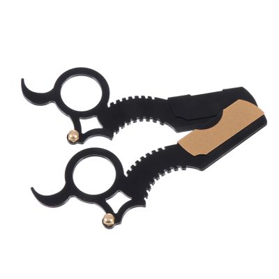FOYTOKI 2pcs Vintage Manual Beard Shavers Men Razor Mustache Trimmer Safety Razors Portable Barber Shavers Beard Scissors for Men