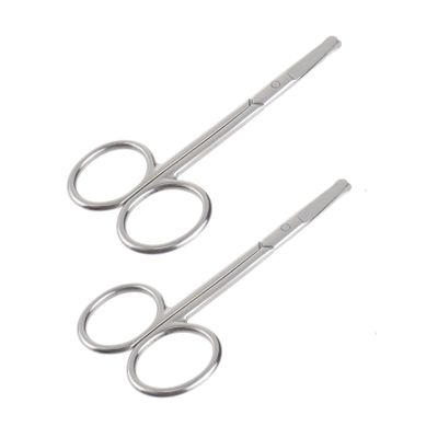 BIUDECO 2pcs Stainless Steel Eyebrow Scissors Facial Nose Hair Trimmer for Women Men