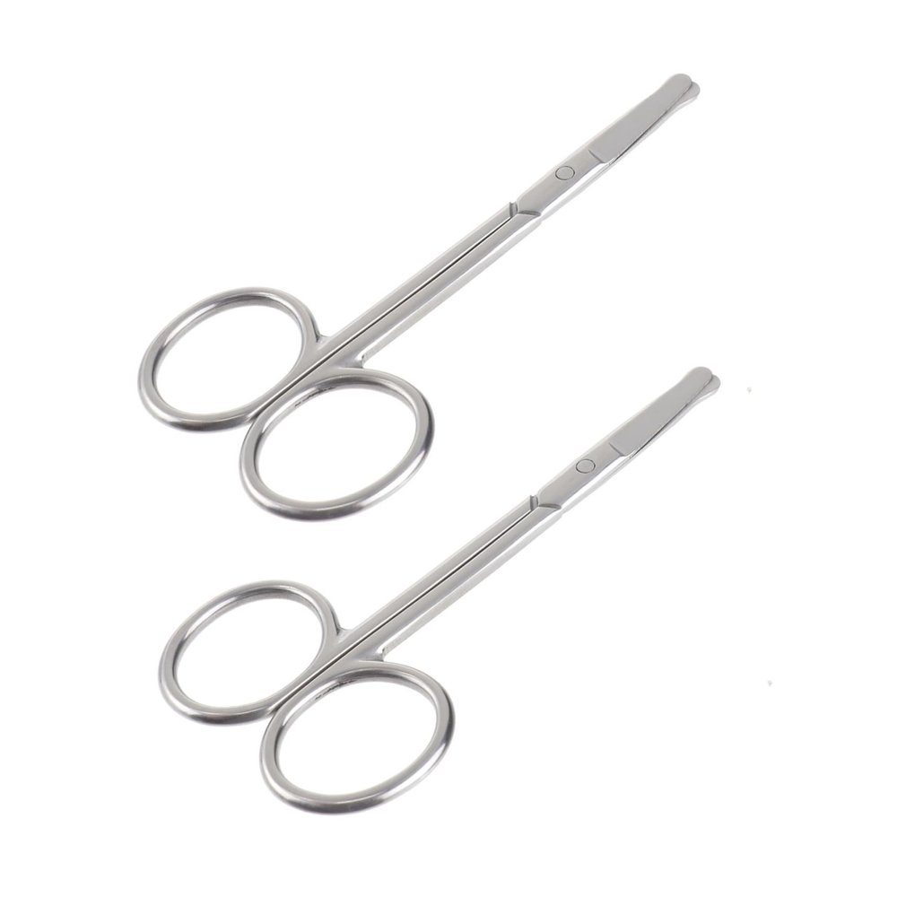 BIUDECO 2pcs Stainless Steel Eyebrow Scissors Facial Nose Hair Trimmer for Women Men
