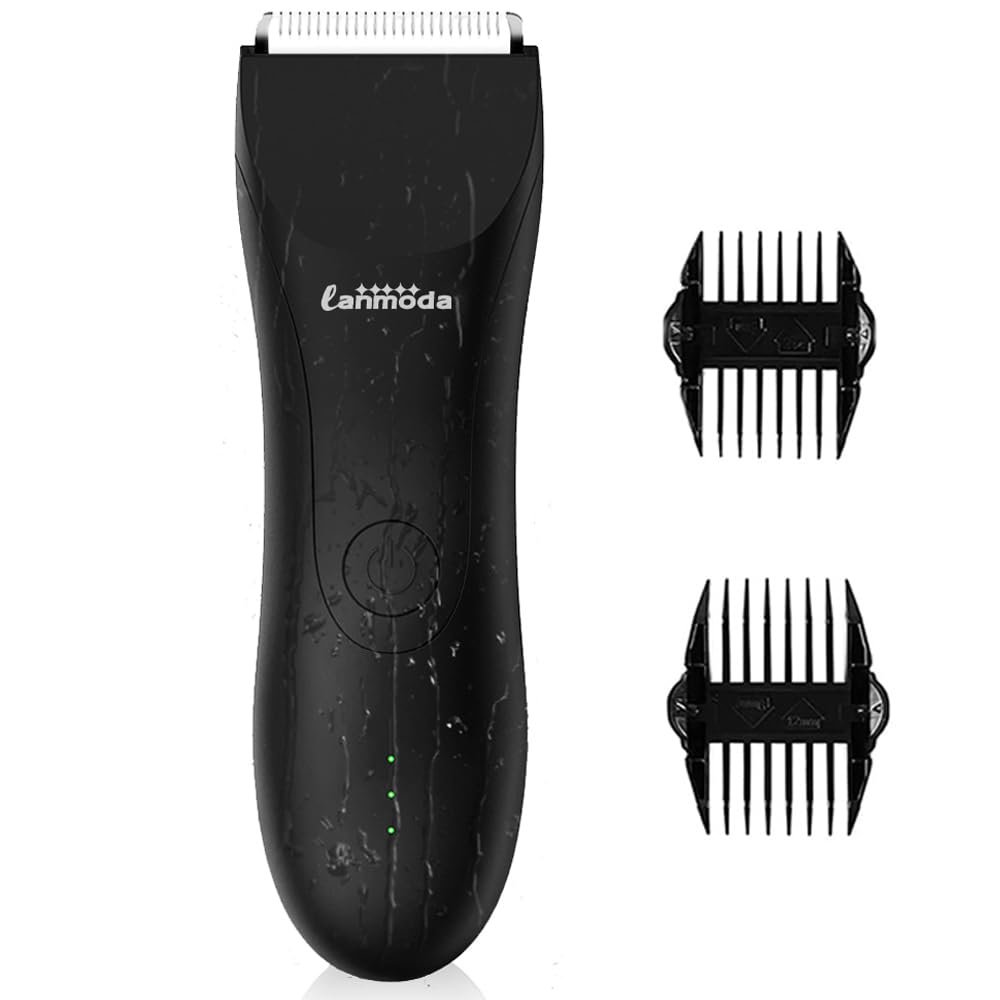 LANMODA Groin Trimmer for Men, Electric Men Body Hair Trimmer & Ball Shaver Groomer with LED Indicator, Pubic Trimmer for Waterproof Wet and Dry Use,120 Minutes Shaving After Fully Charged