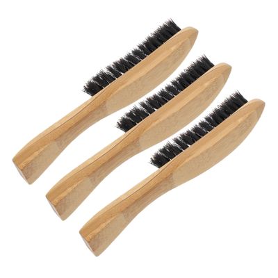 BELLIFFY 3pcs Natural Boar Bristle Beard Brush with Long Wooden Handle for Men for Grooming and Cleaning Facial Hair Reduces Dandruff and Irritation