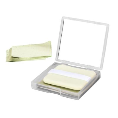 Outanaya 1set Oil Absorbing Sheets Portable Mirror Makeup Puff of Tea Oil Blotting Paper for Oily Suitable for Men Women Convenient Easy to Use
