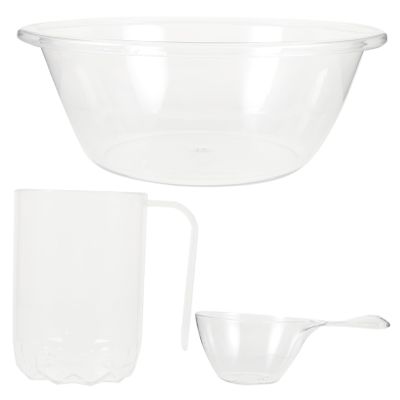 Outanaya 1set Round Facial Cleansing Basin with Mouthwash Cup and Spoon Transparent Design for Home and Salon Use for Skin Management and Facial Care