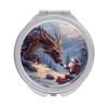 Santa Claus and Dragon Compact Mirror Christmas Lights Snowy Valley Women Pocket Mirror,Girls Small Mirror for Purse, Portable Travel Makeup Mini Mirror 1x/2x Magnifying Compact Mirror view 1