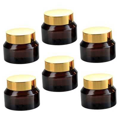 LALADEFIEE 6pcs Small Glass Cream Bottles Travel Containers for Cosmetics Refillable Jars for Lotion Ointments and Craft Supplies Portable and Lightweight