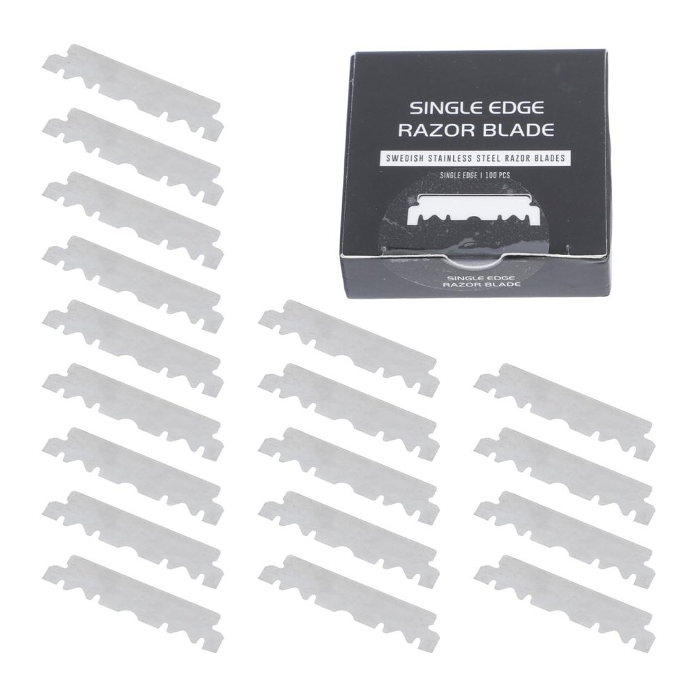 IWOWHERO 100Pcs Single Face for Men, Old Folding Barber Straight, Stainless Steel, Ideal for Beard Trimming, Home & Salon Use