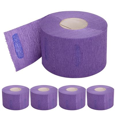 Disposable Barber Neck Paper- 5 Rolls & 500 Neck Strips, Barber Supplies for Salon Hair Styling (Purple)