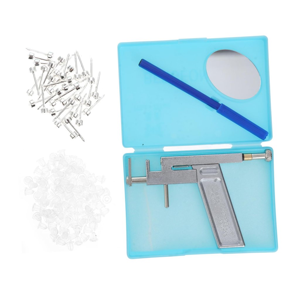 OHPHCALL 1set Ear Piercing Device Kit Manual Painless Ear Hole Piercing Tool for Professional and Personal Use Includes of Earrings Easy to Carry and Operate