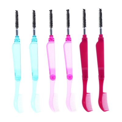 HONMEET 6pcs Folding Eyelash Combs and Dual-sided Eyebrow Brushes Ergonomic Makeup Grooming Tool for Professional Salon and Home Use Random Colors