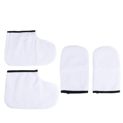 PLAFOPE 4pcs Paraffin Wax Hand and Foot Covers Spa Quality Adjustable Straps Polyester Flannel Perfect for Relief