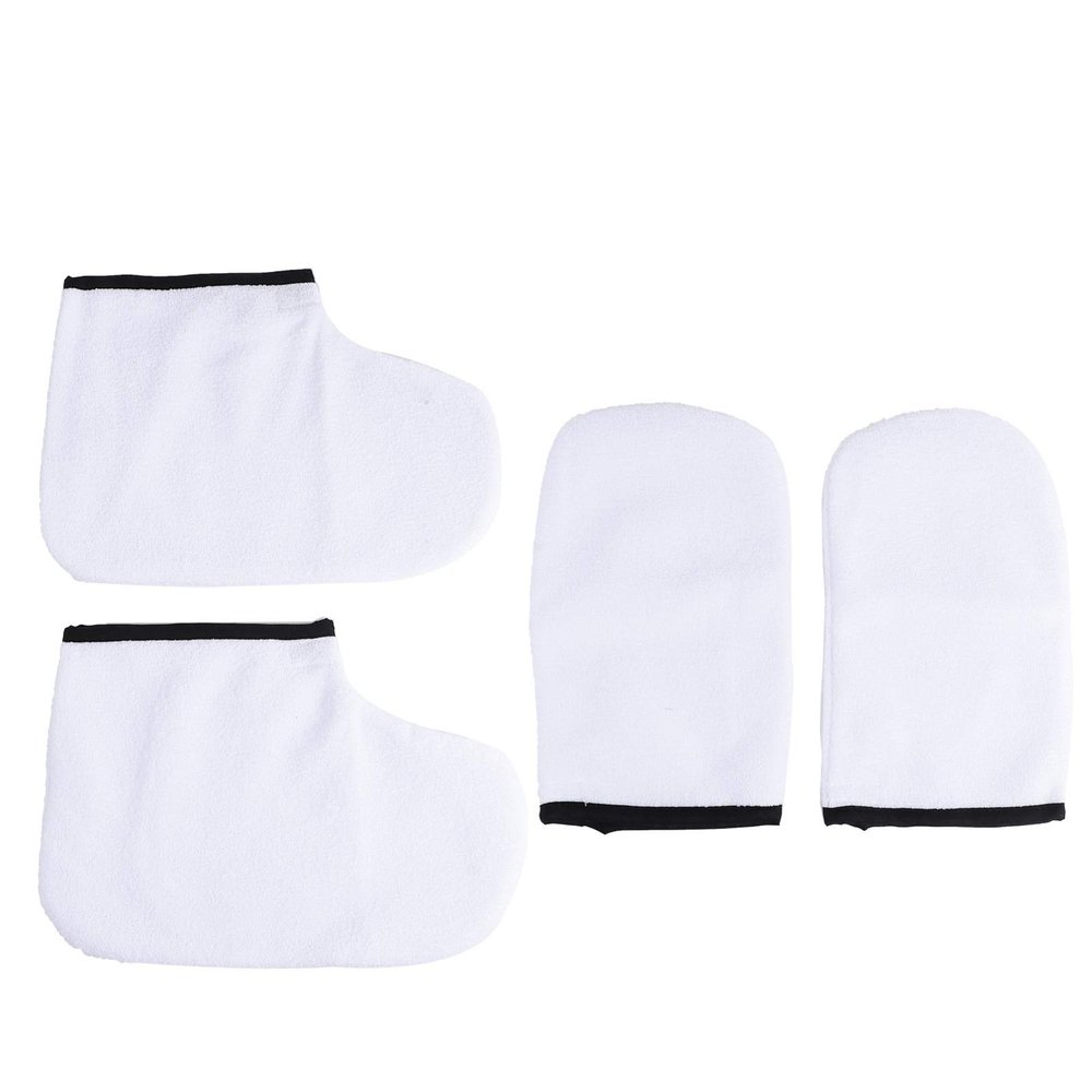 PLAFOPE 4pcs Paraffin Wax Hand and Foot Covers Spa Quality Adjustable Straps Polyester Flannel Perfect for Relief