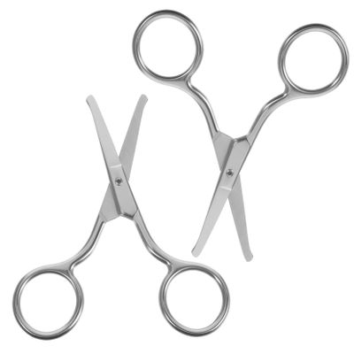 IWOWHERO 2pcs Nose Hair Scissors Eyebrow Trimmer Facial Hair Scissors Portable for Women Men Easy to Use for Daily Grooming