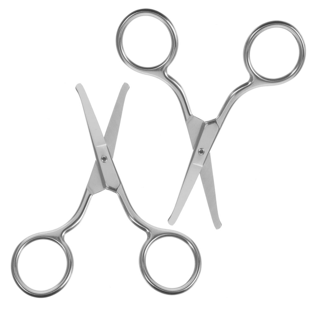 IWOWHERO 2pcs Nose Hair Scissors Eyebrow Trimmer Facial Hair Scissors Portable for Women Men Easy to Use for Daily Grooming