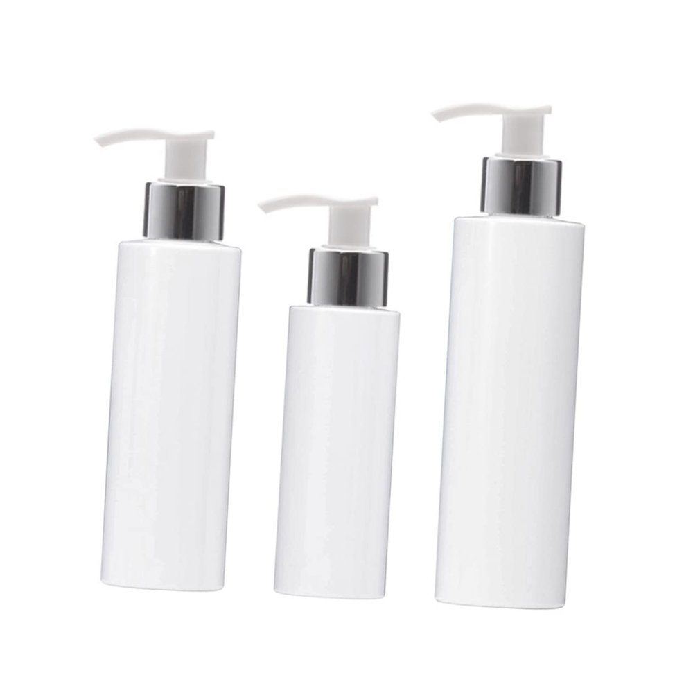 MUSISALY 3pcs White Plastic Lotion Pump Bottles for Shampoo Creams and Lotions Refillable Containers for Home and Travel Use