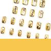 24 Pcs Golden Oval Press on Nails Short Fake Nails with Glue Artificial Nail Fall False Nails with 3D Design Handmade Nails Press ons Full Cover Reusable Stick on Nail for Women Girls view 2