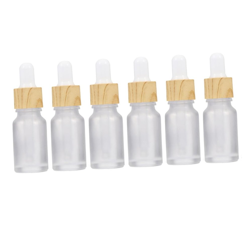 Outanaya 6pcs Frosted Glass Dropper Bottles Travel Containers for Liquids Leakproof and Refillable for Personal Care and