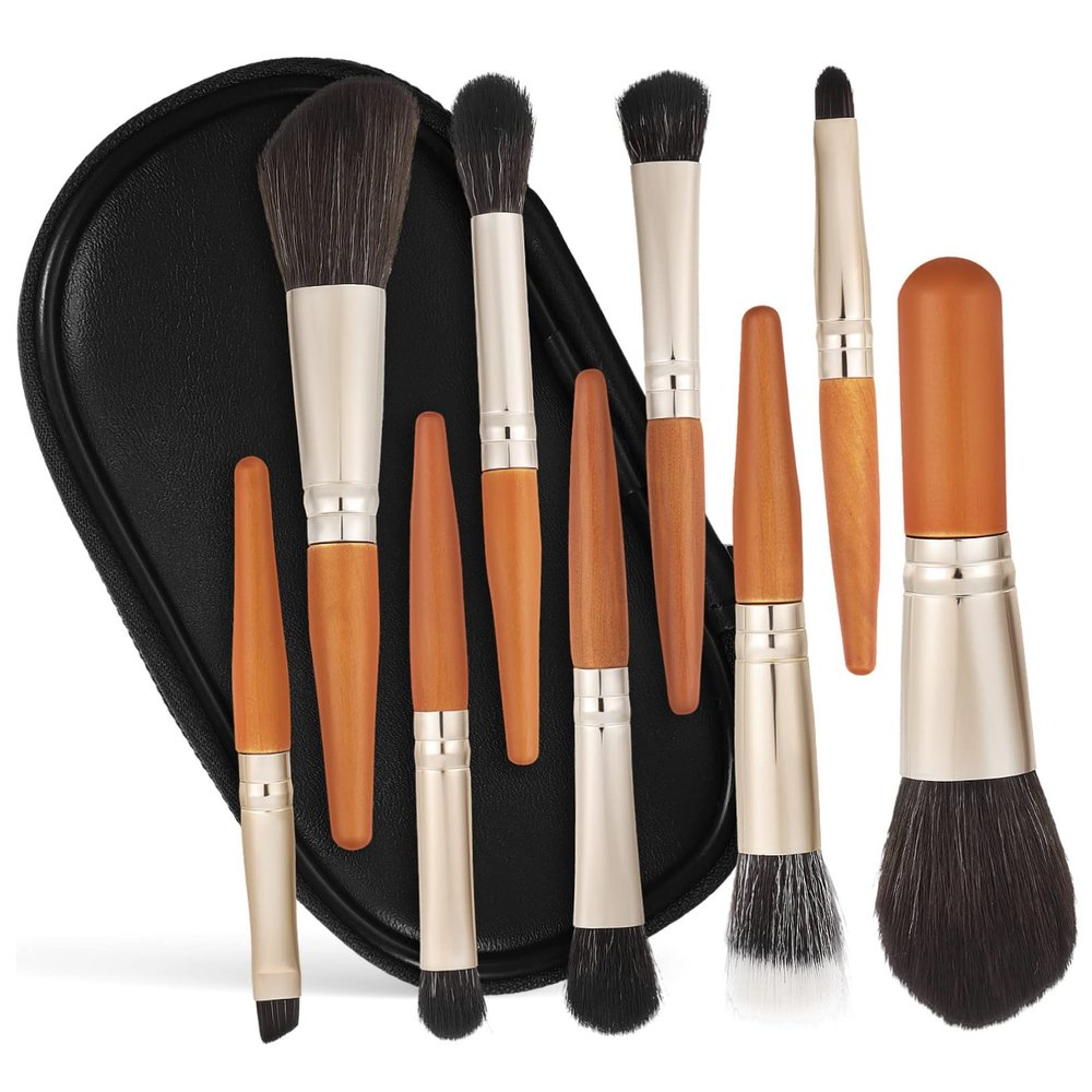 Gogogmee 9 Travel Makeup Brush Set Case Mini Foundation Brush Bag for Daily Use