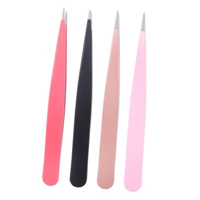 BIUDECO 4pcs Stainless Steel Eyebrow Clips Pointed Cosmetic Tweezers for Makeup Grooming and Lightweight Eyebrow Clamps for Personal and