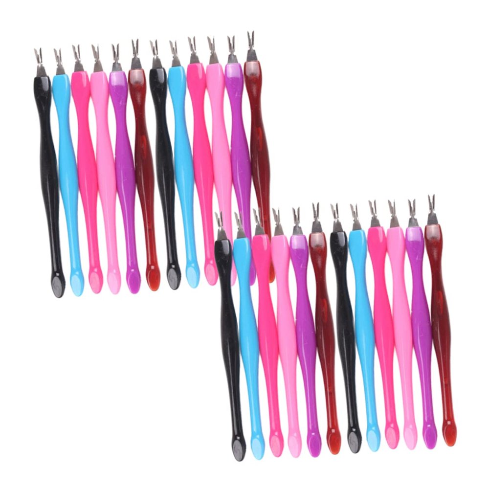 CANIGHT 1set Cuticle Remover Dead Skin Forks for Manicure Nail Art Tool Red Black Professional Personal Use