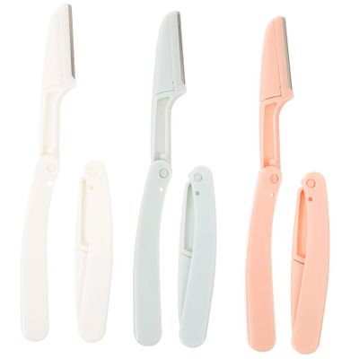 Mikinona 6pcs Portable Eyebrow Hair Shaper Razor Women Shaving Kit Facial Razor Knife Trim Eyebrows Fine Hair Detail Work Use Safety Cover Random Color