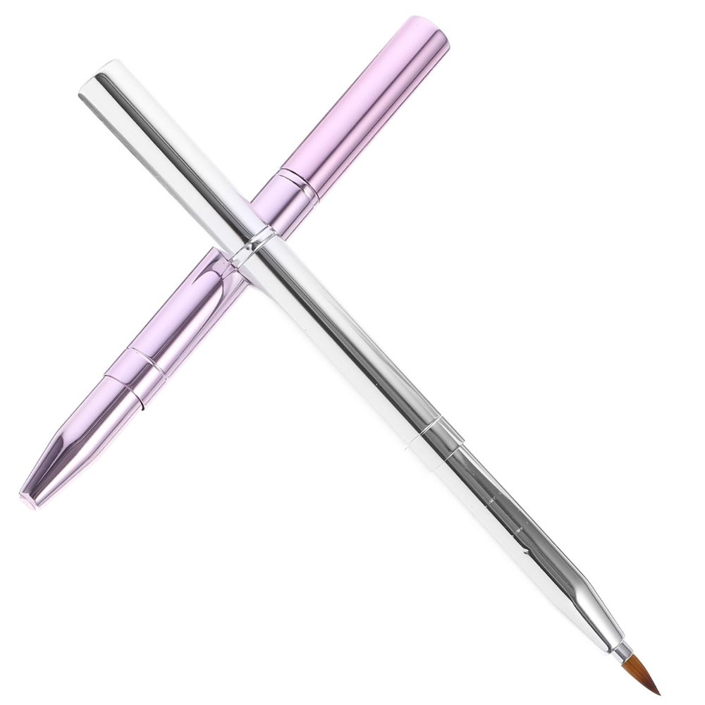 BIUDECO 2pcs Portable Retractable Makeup Brush Double Ended Lip Brush Concealer for Daily Cosmetics Random Color