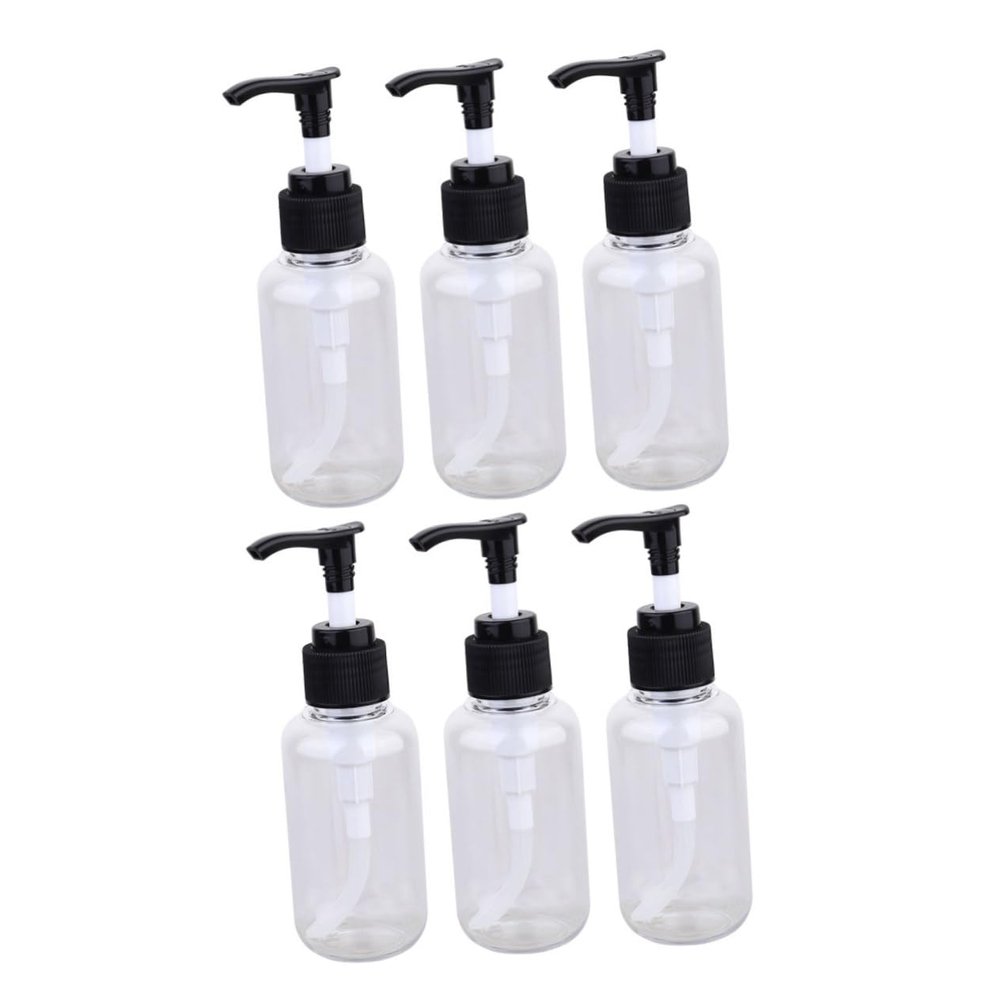 Outanaya 6pcs Refillable Pet Emulsion Pump Bottles Cosmetic Containers for Shampoo Conditioner Lotion Travel Home Hotel Use