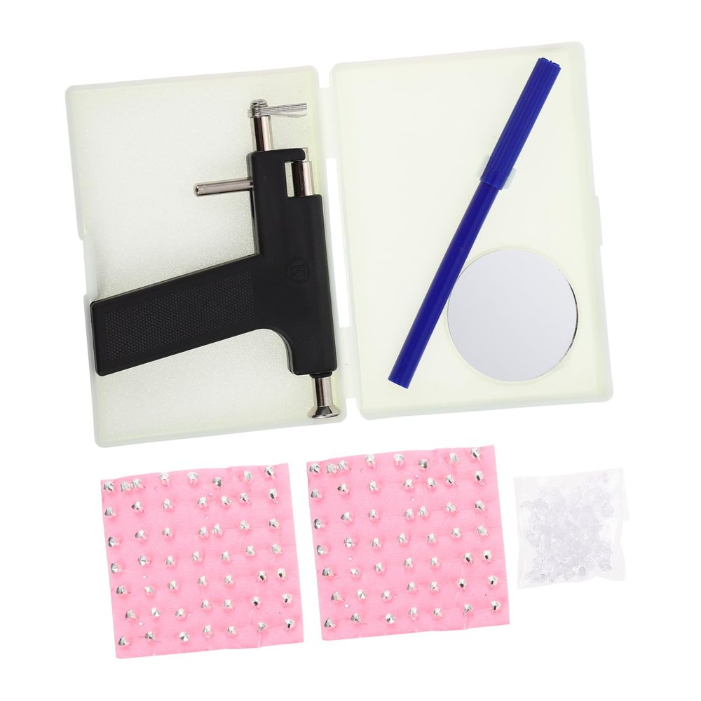 Healeved Ear Piercing Kit with Nose Piercing Tool Convenient Body Piercer Machine for Ear and Belly Button Includes Studs for Home Salon Use Low-pain Process