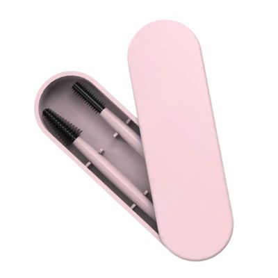 BIUDECO Reusable Pink Silicone Eyebrow and Eyelash Brushes with Storage Box Portable Makeup Grooming Tool for Women for Daily Use and Travel