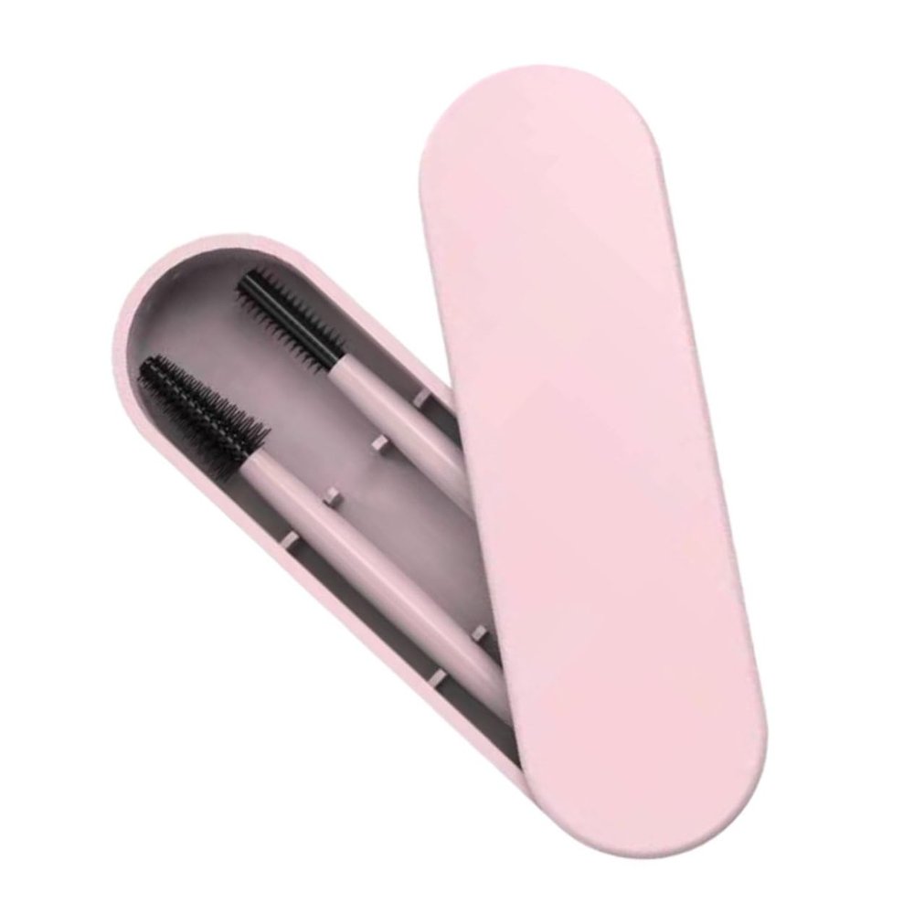 BIUDECO Reusable Pink Silicone Eyebrow and Eyelash Brushes with Storage Box Portable Makeup Grooming Tool for Women for Daily Use and Travel