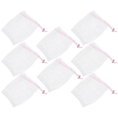 PLAFOPE 8pcs Net Foaming Soap Box Bubble Cleanser Skincare Face Cleaning Foaming Net Bag