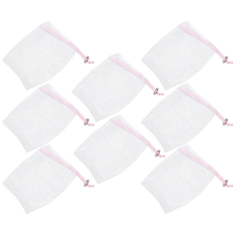 PLAFOPE 8pcs Net Foaming Soap Box Bubble Cleanser Skincare Face Cleaning Foaming Net Bag
