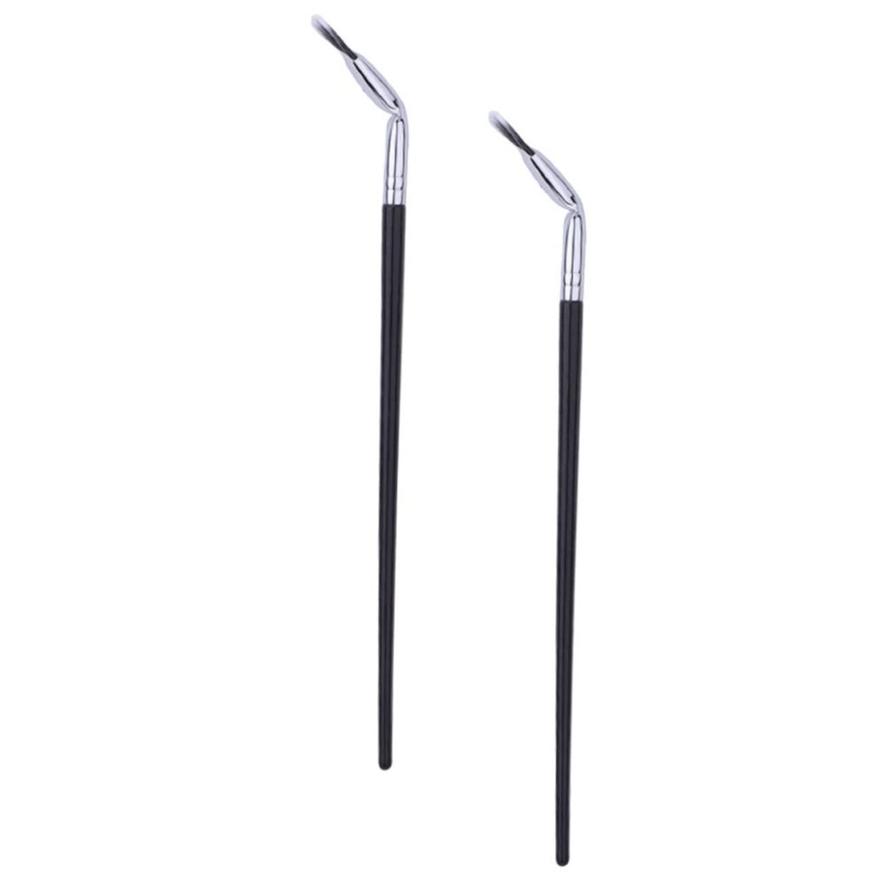 MUSISALY 2pcs Curved Lower Eyelash Brushes Girl Eyebrow Makeup Applicators Fan-shaped Mascara Brush for Travel Use