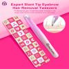 Expert Slant Tip Tweezers with Leather Travel Case, GlamTweeler Sharp & Precision Stainless Steel Tweezer for Eyebrows, Facial Hair and Fine Hairs Removal (Sparkle Violet & Peach) view 2