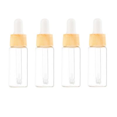 OHPHCALL 4pcs Wood Grain Glass Dropper Bottles Essential Oil Dispensers Durable Transparent Containers for Cosmetic Use Easy Press Dropper