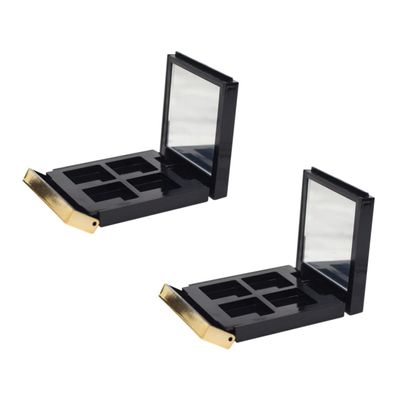 BIUDECO 2pcs Gold Trim Eyeshadow Organizer Mirror Empty Makeup Palette Storage Case for Colors for Diy Cosmetics Blush and Lipstick