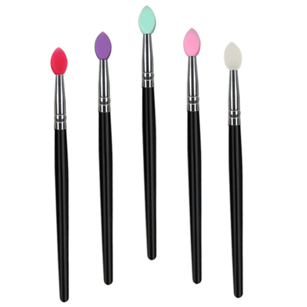 BIUDECO 5pcs Double Sided Makeup Brush Set Eye Shadow Face Brush Kit Makeup Tools Plastic Handle for Women