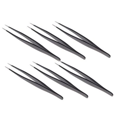 BIUDECO 6pcs Stainless Steel Eyelash Tweezers for Makeup Ergonomic Design for Applying and Removing False Lashes for Professional and Personal Use
