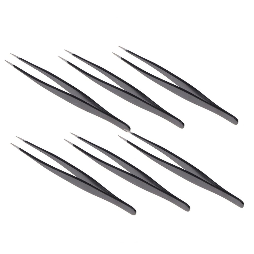 BIUDECO 6pcs Stainless Steel Eyelash Tweezers for Makeup Ergonomic Design for Applying and Removing False Lashes for Professional and Personal Use