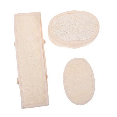 PLAFOPE 3pcs Natural Loofah Bath Towel Set Exfoliating Body Scrubber for Gentle Back Cleaning Bath Supplies Beige for Skin Care and Shower Exfoliation