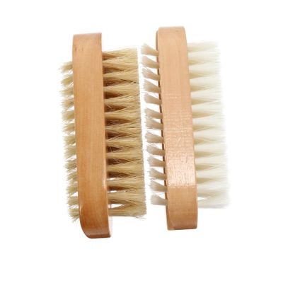 BIUDECO 2pcs Dual-sided Wooden Manicure Brush Natural Bristle Nail Cleaning Tools for Healthy Fingernails and Pet Paw Care Compact Design for Easy Travel