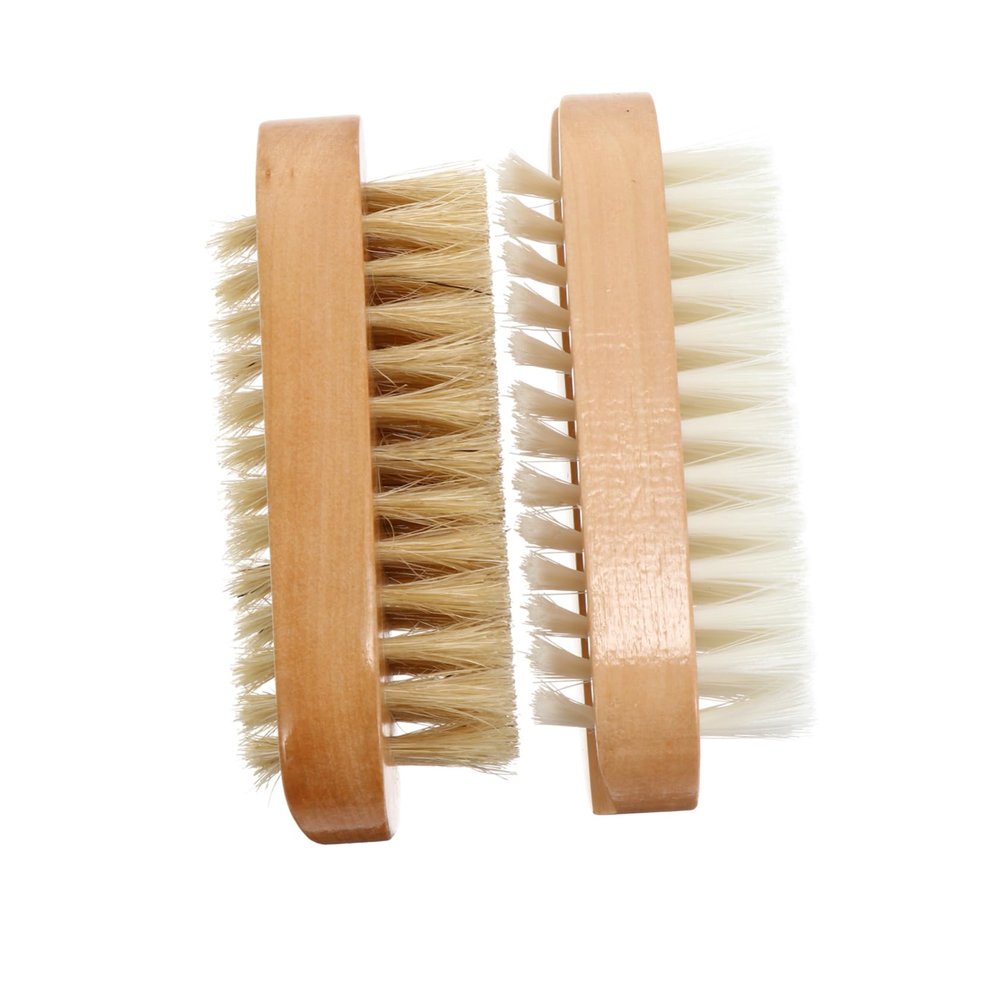 BIUDECO 2pcs Dual-sided Wooden Manicure Brush Natural Bristle Nail Cleaning Tools for Healthy Fingernails and Pet Paw Care Compact Design for Easy Travel
