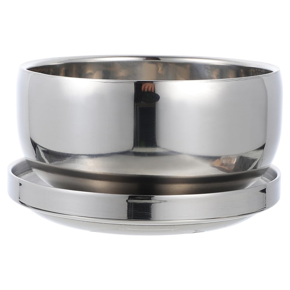 HONMEET Stainless Steel Soap Foaming Bowl for Men Durable Shaving Container with Anti-slip Base Opening Design for Effortless Lathering at Home